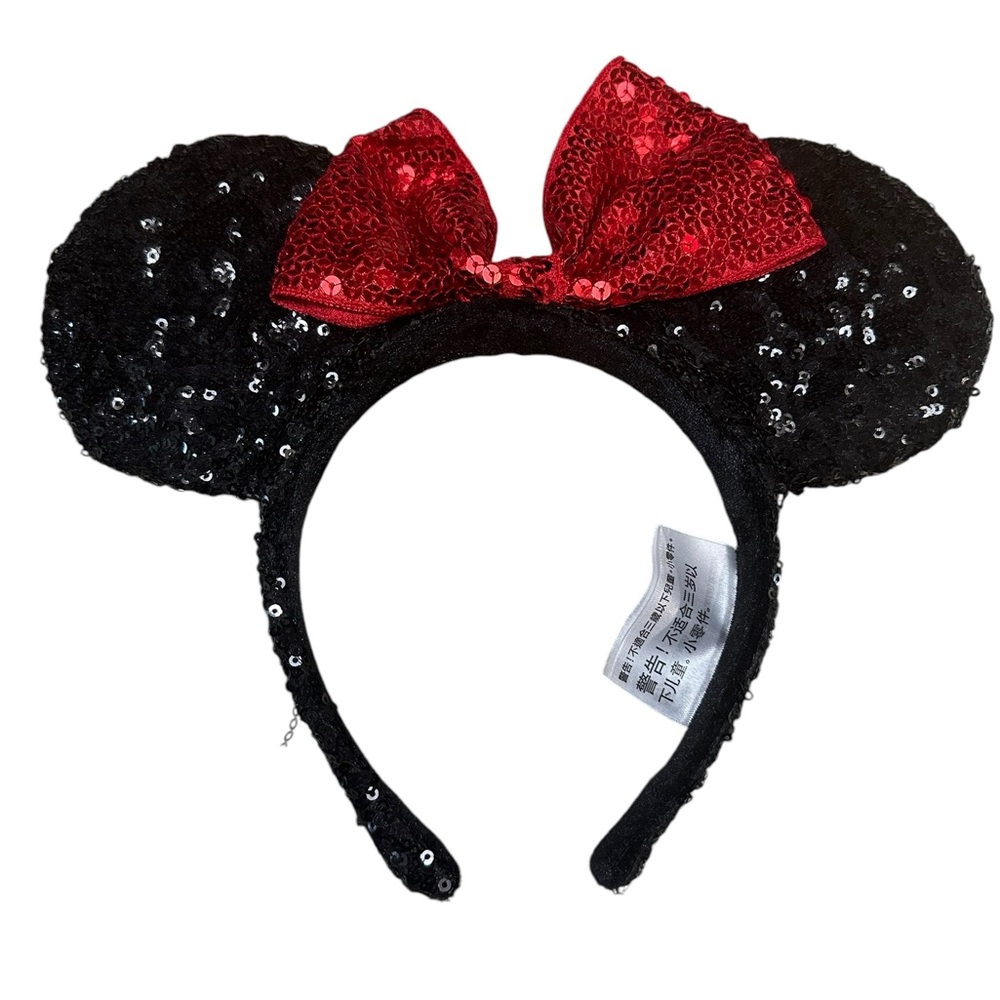 Disney Minnie Mouse Black and Red Sequined Headband